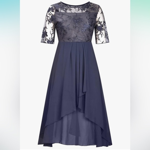 Elegant Lace Overlay Evening Dress- Rvidbe Wedding Guest - Picture 2 of 9